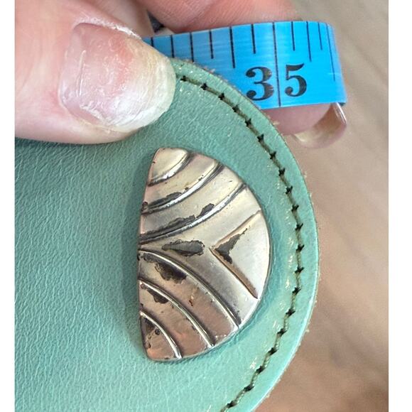 Vintage Western Buckle Teal Belt Leather Blue Silver Braided Cowgirl Retro Boho